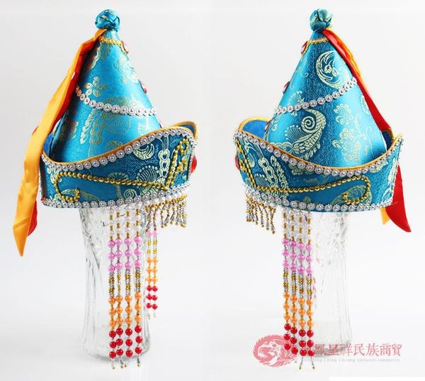 stingy brim hats mongolian women's hat pure handmade high-grade blue satin pointed large national dance headdress, Blue;gray
stingy brim hats mongolian women's hat pure handmade high-grade blue satin pointed large national dance headdress, Blue;gray