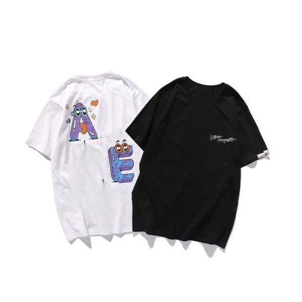 summer fashion brand men's cotton short-sleeved loose trend t shirt, White;black
summer fashion brand men's cotton short-sleeved loose trend t shirt, White;black