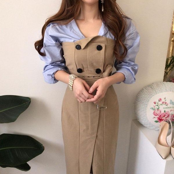 casual dresses 2-piece sets dress 2021 autumn suit blue shirt+double breasted slim a-line one-piece women's clothing out wear, Black;gray
casual dresses 2-piece sets dress 2021 autumn suit blue shirt+double breasted slim a-line one-piece women's clothing out wear, Black;gray