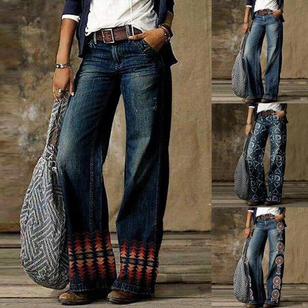 fashion retro light color womens capri high waist floral print wide leg jeans denim pants, Black;white
fashion retro light color womens capri high waist floral print wide leg jeans denim pants, Black;white
