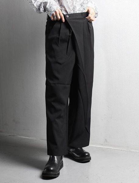 men's diagonal button wrapped wide leg pants capris straight, loose and draping, versatile casual, Black
men's diagonal button wrapped wide leg pants capris straight, loose and draping, versatile casual, Black