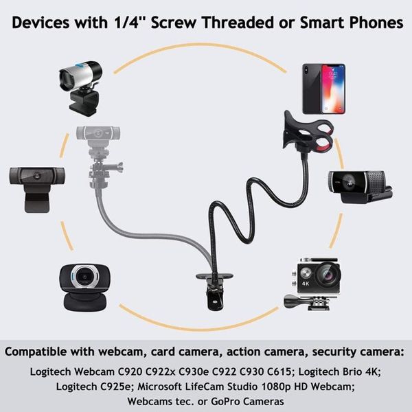 webcam stand adjustable flexible desk mount gooseneck clamp clip phone camera holder for i-phone x11 pro xs max xr cell mounts & holders
webcam stand adjustable flexible desk mount gooseneck clamp clip phone camera holder for i-phone x11 pro xs max xr cell mounts & holders