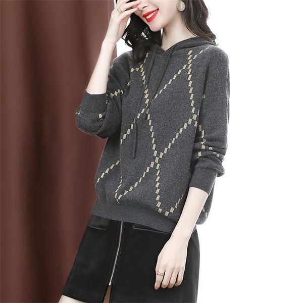 spring knitted bottoming sweater women diamond check hooded drawstring long sleeve loose lazy pullovers jumpers female 210427, White;black
spring knitted bottoming sweater women diamond check hooded drawstring long sleeve loose lazy pullovers jumpers female 210427, White;black
