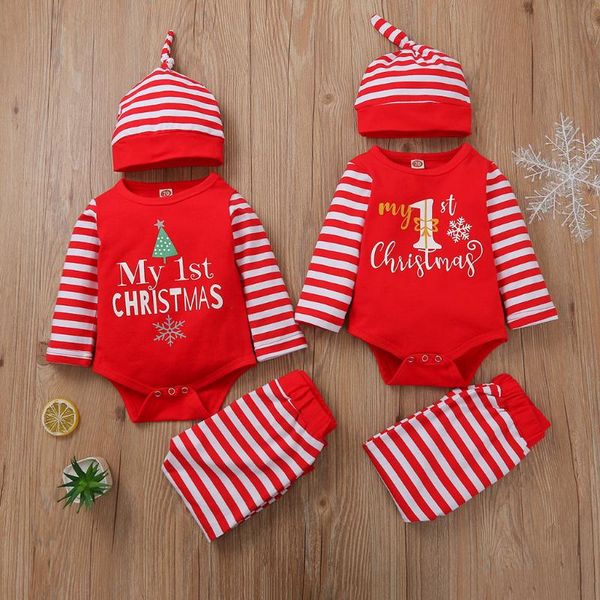 clothing sets 3pcs born baby girl boy christmas set letter printed long sleeve jumpsuit stripe pants with hat outfits suit, White
clothing sets 3pcs born baby girl boy christmas set letter printed long sleeve jumpsuit stripe pants with hat outfits suit, White