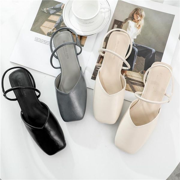 summer 2021 korean version of marie jane shoes women's flat bottom square head sandals muller, Black
summer 2021 korean version of marie jane shoes women's flat bottom square head sandals muller, Black