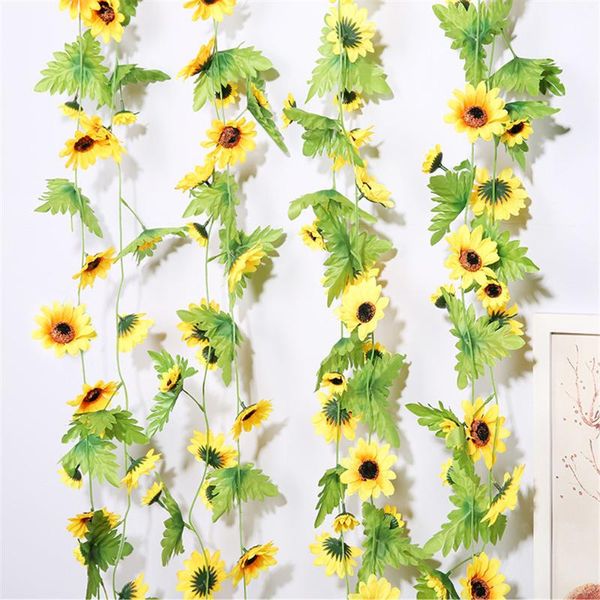 230cm sunflower artificial fake silk flower vine with green leaves hanging garland garden fences home wedding decoration decorative objects
230cm sunflower artificial fake silk flower vine with green leaves hanging garland garden fences home wedding decoration decorative objects