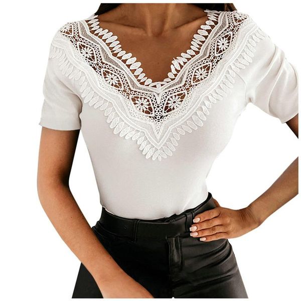 women summer t-shirts solid color mesh patchwork design lace t shirt decor see through v-neck sleeve slim pullovers g30 women's t-s, White
women summer t-shirts solid color mesh patchwork design lace t shirt decor see through v-neck sleeve slim pullovers g30 women's t-s, White