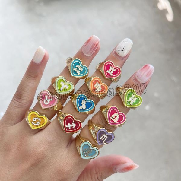 creative female zodiac sign band ring candy color copper material double love heart 12 constellation rings for women girls fashion jewelry, Silver
creative female zodiac sign band ring candy color copper material double love heart 12 constellation rings for women girls fashion jewelry, Silver