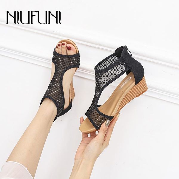 sandals niufuni rome women's summer casual breathable mesh rhinestone women shoes peep toe platform wedges bohemian zip, Black
sandals niufuni rome women's summer casual breathable mesh rhinestone women shoes peep toe platform wedges bohemian zip, Black