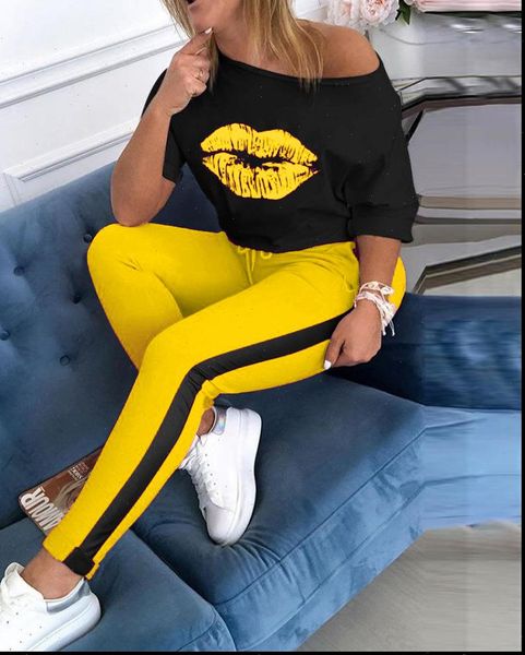 casual sport suits sets 2pieces womens tracksuits lips print short sleeve t shirt side stripe lace up pencil pants female, Gray
casual sport suits sets 2pieces womens tracksuits lips print short sleeve t shirt side stripe lace up pencil pants female, Gray
