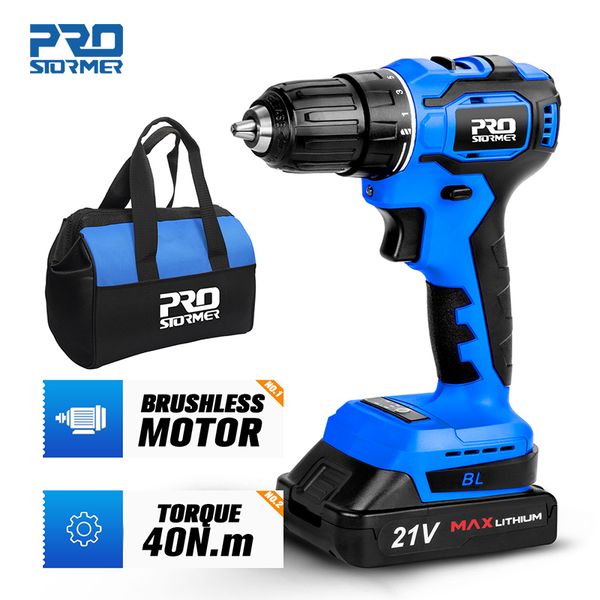 21v electric brushless drill cordless screwdriver 40nm drill machine 2000mah battery power tools with drill bit by prostormer
21v electric brushless drill cordless screwdriver 40nm drill machine 2000mah battery power tools with drill bit by prostormer
