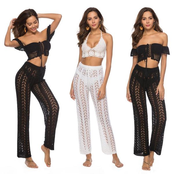 women's swimwear 2021 summer fashion selling hollow-out hand hook loose and wide leg pants solid beach vacation style cover up long, White;black
women's swimwear 2021 summer fashion selling hollow-out hand hook loose and wide leg pants solid beach vacation style cover up long, White;black