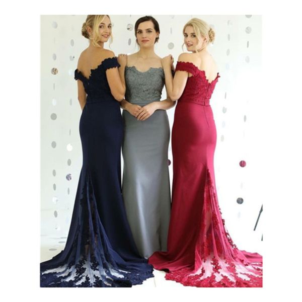 red gray navy mermaid bridesmaid dresses off shoulder floor length lace garden country wedding guest party gowns custom, White;pink
red gray navy mermaid bridesmaid dresses off shoulder floor length lace garden country wedding guest party gowns custom, White;pink