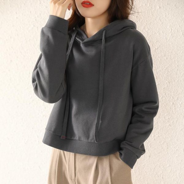 women's hoodies & sweatshirts autumn short hooded sweater pure cotton korean version of pullover solid color fashion casual loose top, Black
women's hoodies & sweatshirts autumn short hooded sweater pure cotton korean version of pullover solid color fashion casual loose top, Black