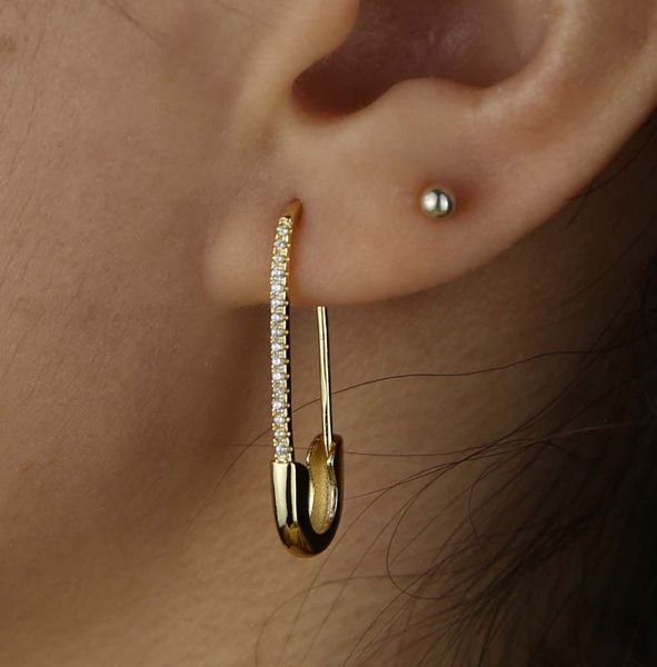 arrived tiny cute gothic gold color cz paved safety pin long stud earrings ear threader fashion jewelry exquisite earrings, Golden
arrived tiny cute gothic gold color cz paved safety pin long stud earrings ear threader fashion jewelry exquisite earrings, Golden