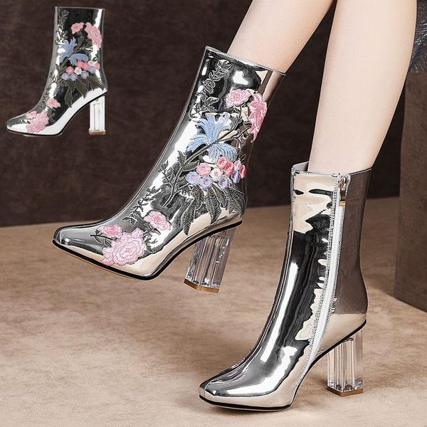 boots 2021 style mirror lacquered embroidered personalized crystal high heeled women's special size, Black
boots 2021 style mirror lacquered embroidered personalized crystal high heeled women's special size, Black