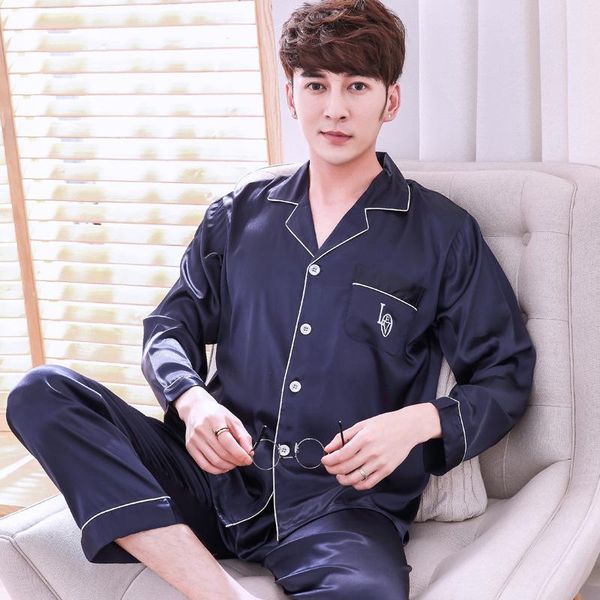 men's sleepwear men long sleeve pajamas set satin silky shirt&pants turn-down collar 2pcs male trousers suit loose pijamas 3xl, Black;brown
men's sleepwear men long sleeve pajamas set satin silky shirt&pants turn-down collar 2pcs male trousers suit loose pijamas 3xl, Black;brown