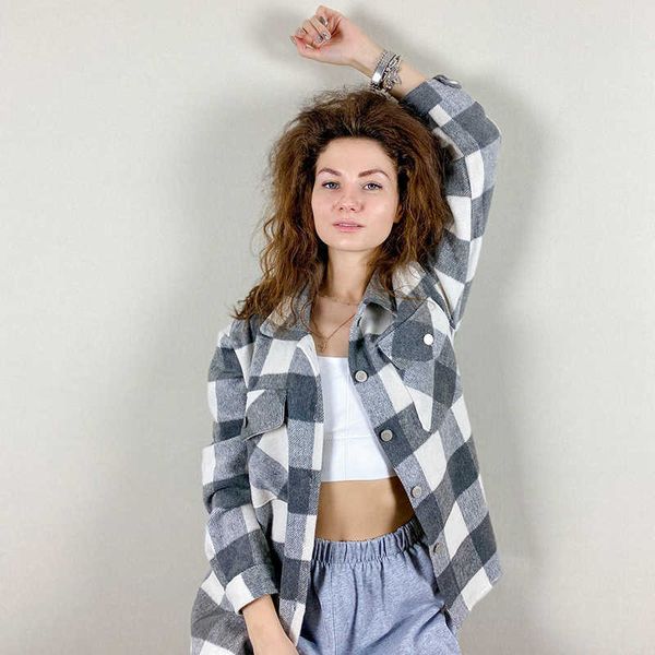 zxqj streetwear women grey plaid thick shirts autumn fashion ladies pocket shirt female chic loose casual girls blouses 210721, White
zxqj streetwear women grey plaid thick shirts autumn fashion ladies pocket shirt female chic loose casual girls blouses 210721, White