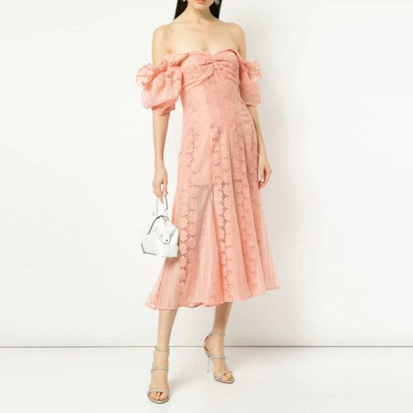 european elegant puff short sleeve split long white party women summer pink/white lace hollow out designer runway dress, White;black
european elegant puff short sleeve split long white party women summer pink/white lace hollow out designer runway dress, White;black