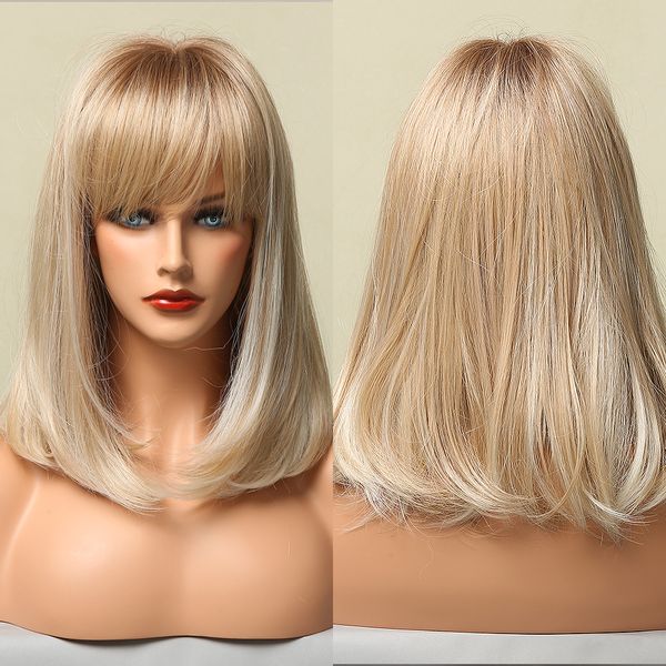 medium long bobo straight wigs with full bangs ombre brown blonde futura hair wigs for women heat resistant fiber daily cosplay, Black
medium long bobo straight wigs with full bangs ombre brown blonde futura hair wigs for women heat resistant fiber daily cosplay, Black