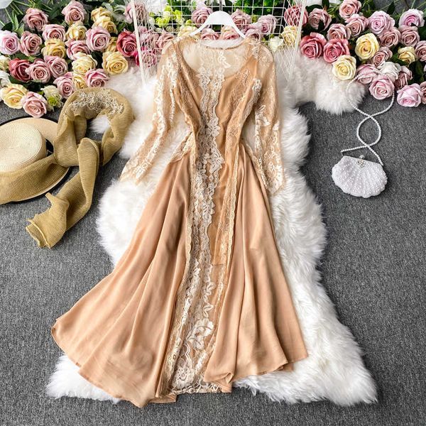 spring elegant women vintage lace long sleeve o-neck robe femme ol high waist casual slim party dresses 210601, Black;gray
spring elegant women vintage lace long sleeve o-neck robe femme ol high waist casual slim party dresses 210601, Black;gray