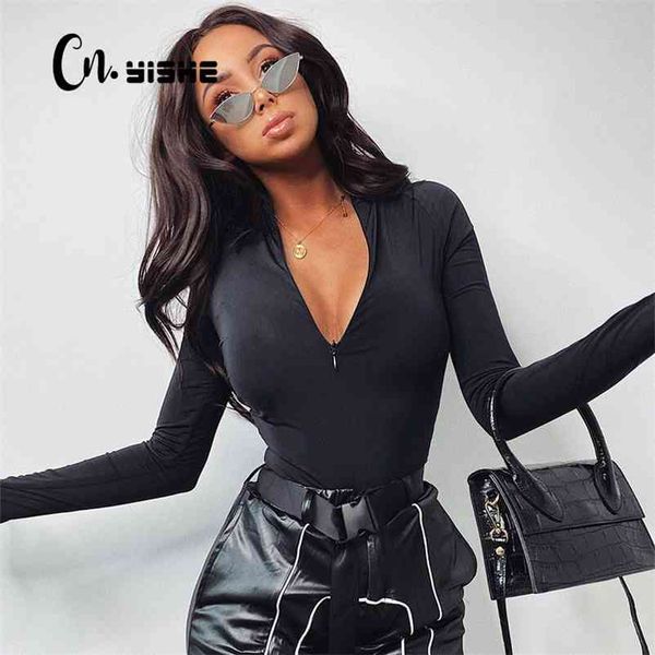 cnyishe overalls zipper long sleeve bodycon bodysuit for woman pure winter romper jumpsuits body female black 210728, Black;white
cnyishe overalls zipper long sleeve bodycon bodysuit for woman pure winter romper jumpsuits body female black 210728, Black;white