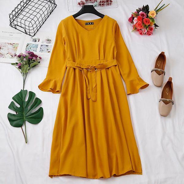 casual dresses elegant women autumn winter v-neck flare sleeve bandage strap sashes pleated bow dress vintage a-line slim high waist midi, Black;gray
casual dresses elegant women autumn winter v-neck flare sleeve bandage strap sashes pleated bow dress vintage a-line slim high waist midi, Black;gray