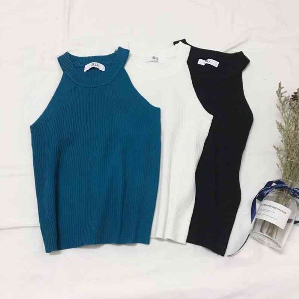 summer female knit tanks women slim halter neck off-shoulder camisole sleeveless basic solid vest 210514, White
summer female knit tanks women slim halter neck off-shoulder camisole sleeveless basic solid vest 210514, White