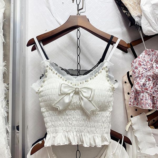 women's tanks & camis 2021 summer sweet beads rhinestones bow camisole for female pleated lace slim fit patchwork backless sling, White
women's tanks & camis 2021 summer sweet beads rhinestones bow camisole for female pleated lace slim fit patchwork backless sling, White