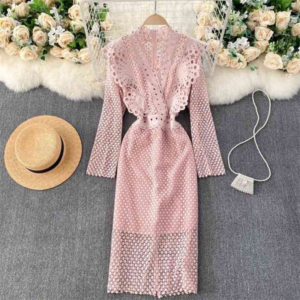 lady fashion hollowed-out lace dress women v collar ruffle long sleeve elegant korean sweet vestidos vintage clothings q511 210527, Black;gray
lady fashion hollowed-out lace dress women v collar ruffle long sleeve elegant korean sweet vestidos vintage clothings q511 210527, Black;gray