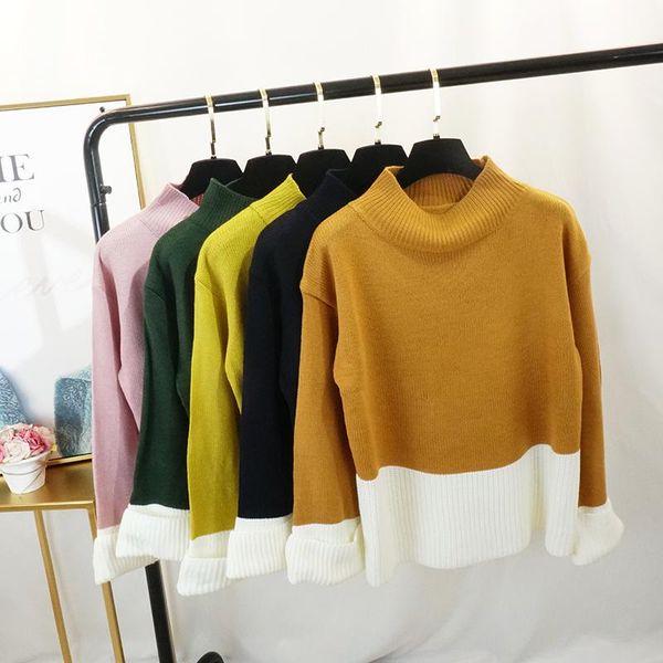 women's sweaters contrast lazy wind pullover sweater female autumn and winter 2021 loose thin fashion coat, White;black
women's sweaters contrast lazy wind pullover sweater female autumn and winter 2021 loose thin fashion coat, White;black