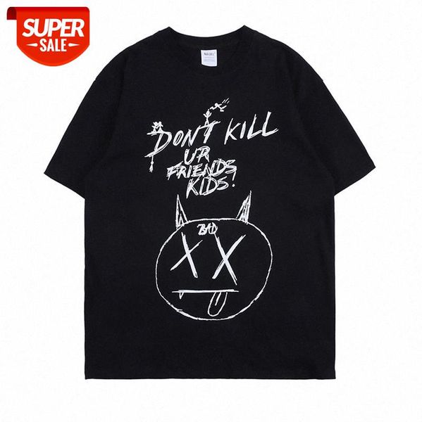 european and american high street print short-sleeved t-shirt loose oversize contrast graffiti letter t #wh0d, White;black
european and american high street print short-sleeved t-shirt loose oversize contrast graffiti letter t #wh0d, White;black