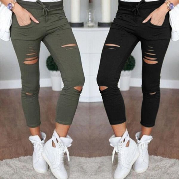 ninth pants leggings plus size solid color drawstring high waist casual pencil ripped skinny hole women's, Black
ninth pants leggings plus size solid color drawstring high waist casual pencil ripped skinny hole women's, Black