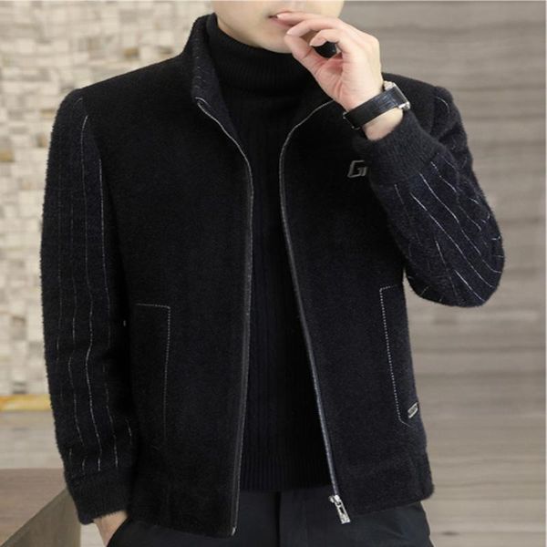 men's wool & blends winter british windbreaker coat casual thickened lapel short fashion stripe business office, Black
men's wool & blends winter british windbreaker coat casual thickened lapel short fashion stripe business office, Black