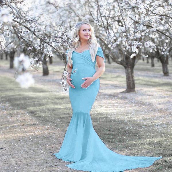 chiffon wave tail waving sleeves even pregnant women dress pography maternity dresses, White
chiffon wave tail waving sleeves even pregnant women dress pography maternity dresses, White
