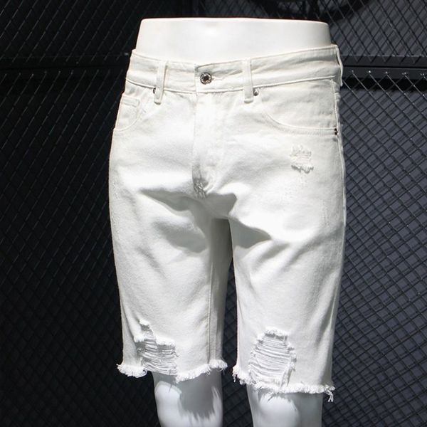 men's jeans classic men wear black-white fashion shorts slashed hole borg jeans thin section at knee height casual pants summer denim 8, Blue
men's jeans classic men wear black-white fashion shorts slashed hole borg jeans thin section at knee height casual pants summer denim 8, Blue