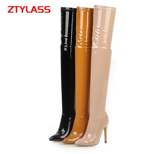 autumn stretch over the knee boots women pu leathr super high heel long fashion pointed toe zipper winter shoes, Black
autumn stretch over the knee boots women pu leathr super high heel long fashion pointed toe zipper winter shoes, Black