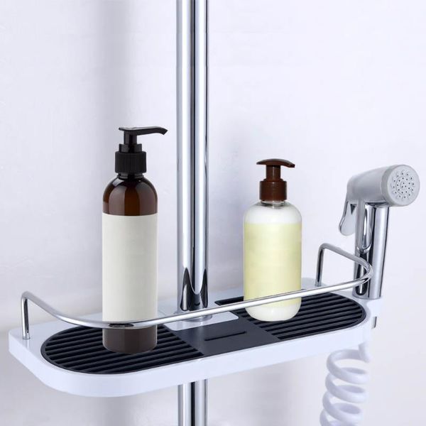 practical bathroom pole shower storage rack holder organizer shelves shampoo tray single tier head bath accessory set
practical bathroom pole shower storage rack holder organizer shelves shampoo tray single tier head bath accessory set