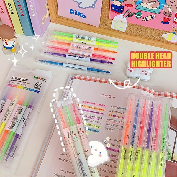 highlighters w&g 6pcs/set candy double-head highlighter students use marker strokes to make notes portable color pens, Black;red
highlighters w&g 6pcs/set candy double-head highlighter students use marker strokes to make notes portable color pens, Black;red