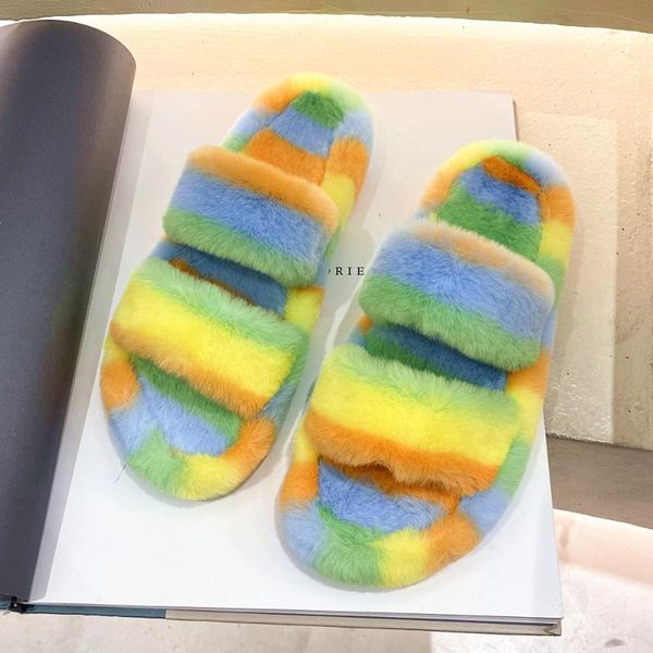 slippers mutlicolor rainbow pattern striped ladies fluffy winter house bedroom girls warm plush shoes fuzzy fur, Black
slippers mutlicolor rainbow pattern striped ladies fluffy winter house bedroom girls warm plush shoes fuzzy fur, Black