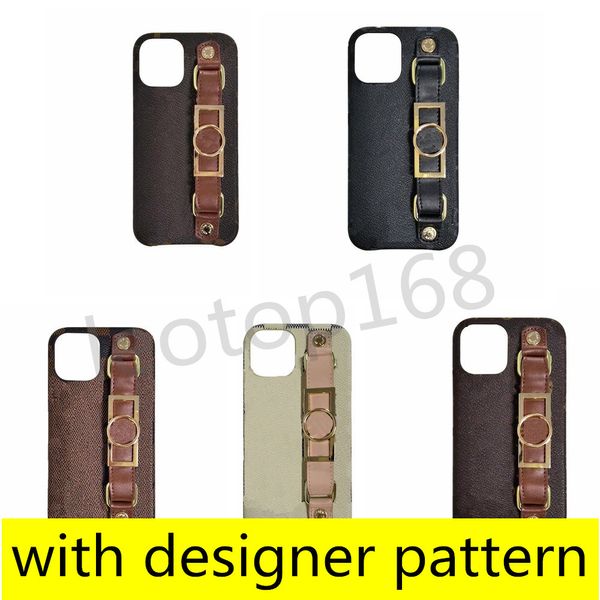 

Luxury Fashion Designer Phone Cases for iphone 11 11pro 12 13 14 pro max XS XR Xsmax 7 8 plus Leather Wristband Holder Cellphone Cover, L3-brown small