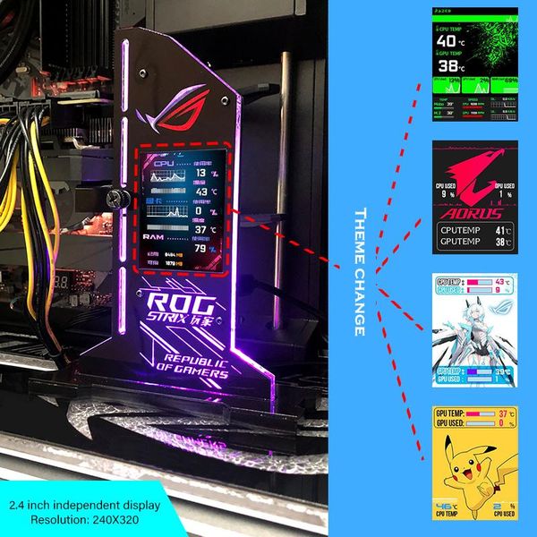 fans & coolings rgb gpu bracket rog 2.4-inch display led monitor screen video card holder,for diy pc case decorate,sync /argb m/b synchroniz
fans & coolings rgb gpu bracket rog 2.4-inch display led monitor screen video card holder,for diy pc case decorate,sync /argb m/b synchroniz