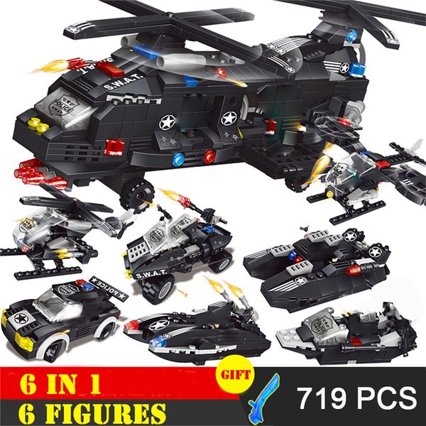 719 PCS 6 IN 1 Plice City Compatible Car Toys Building Blocks Children Gift Aircraft Helicopter Truck Bricks Model Boys Toy
719 PCS 6 IN 1 Plice City Compatible Car Toys Building Blocks Children Gift Aircraft Helicopter Truck Bricks Model Boys Toy
