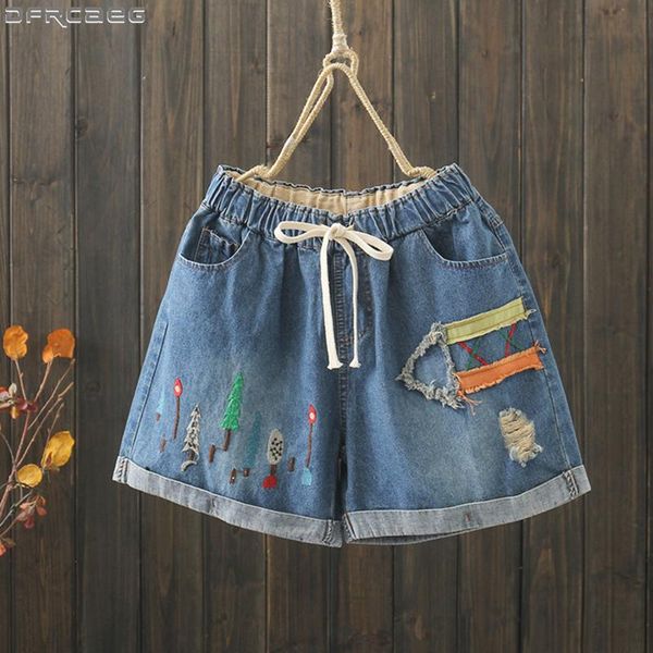 women's shorts loose streetwear ripped denim vintage embroidery summer short pants women holes dark sky blue lace up jeans, White;black
women's shorts loose streetwear ripped denim vintage embroidery summer short pants women holes dark sky blue lace up jeans, White;black