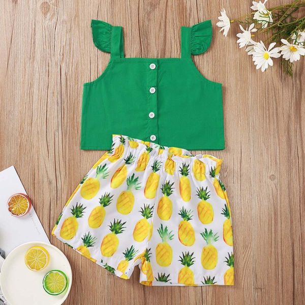 clothing sets summer kids girls outfit set flying sleeve pineapple print shorts suits girl clothes casual children 1-8y, White
clothing sets summer kids girls outfit set flying sleeve pineapple print shorts suits girl clothes casual children 1-8y, White