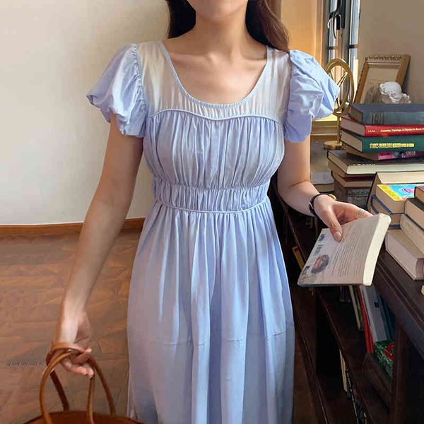 summer french temperament perspective stitching design round neck pleated waist slim puff sleeve dress 210429, Black;gray
summer french temperament perspective stitching design round neck pleated waist slim puff sleeve dress 210429, Black;gray