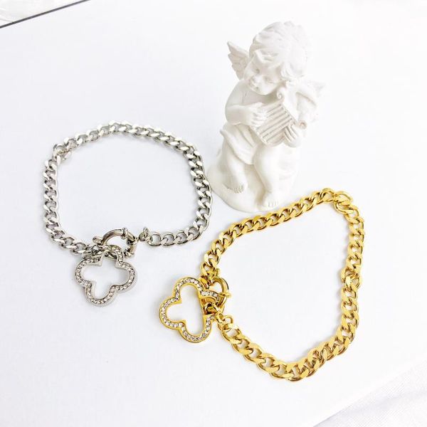 link, chain clover bracelet for women man gold and silver color pulseira lover's engagement 316l stainless steel gifts jewelry, Black
link, chain clover bracelet for women man gold and silver color pulseira lover's engagement 316l stainless steel gifts jewelry, Black