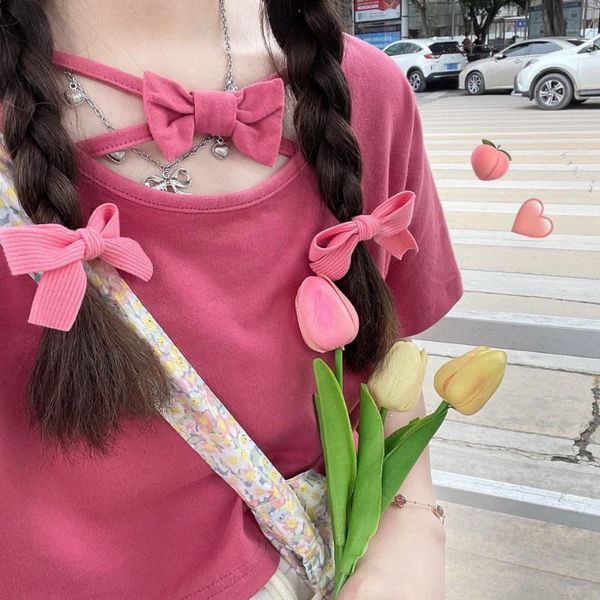 women's t-shirt summer japanese soft girl cute and careful bow korean version of loose wild short-sleeved female student short top, White
women's t-shirt summer japanese soft girl cute and careful bow korean version of loose wild short-sleeved female student short top, White