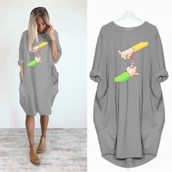 women dress printing loose dresses plus size vestidos long sleeve kawaii woman party night casual, Black;gray
women dress printing loose dresses plus size vestidos long sleeve kawaii woman party night casual, Black;gray