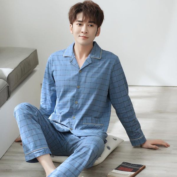 Men's Sleepwear Spring Knitted Cotton Men Pajamas Set Striped Long Sleeve Turn-down Collar Loose Soft Plus Size Male Homewear Clothing LZTG, Black;brown
Men's Sleepwear Spring Knitted Cotton Men Pajamas Set Striped Long Sleeve Turn-down Collar Loose Soft Plus Size Male Homewear Clothing LZTG, Black;brown